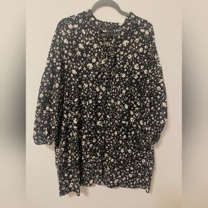 Who What Wear Black Dress with White Floral Pattern